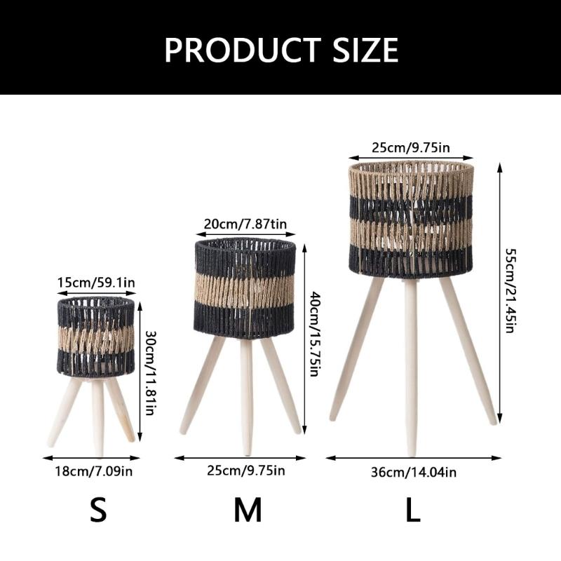 Woven Flower Planter Holder Handwoven Basket Paper Rope and Iron Wire for Home and Office Decors