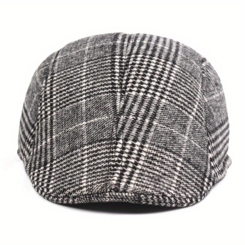 Vintage Plaid Flat Cap Unisex Lightweight Beret Newsboy Hats Classic British Style Duckbill Cap for Women & Men