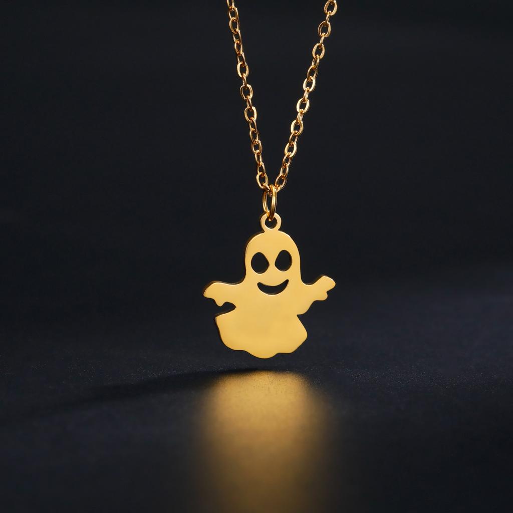 Teamer Pumpkin Ghost Halloween Stainless Steel Pendant Necklace For Women Man Handmade Design Fashion Jewelry Gift 2026 New