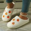Halloween Pumpkin Cartoon Winter Slippers for Couples - Cozy Cotton with Thick Non-Slip Soles for Men and Women