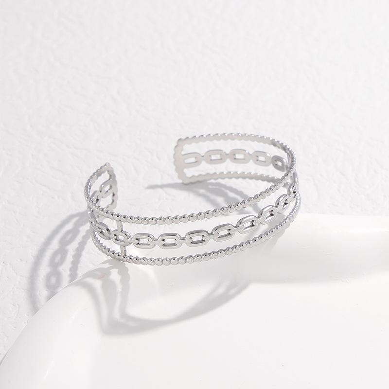 Hypoallergenic Waterproof Minimalist Geometric Chain Open Bracelet Women's Simple Personality Exquisite C-shaped Stainless