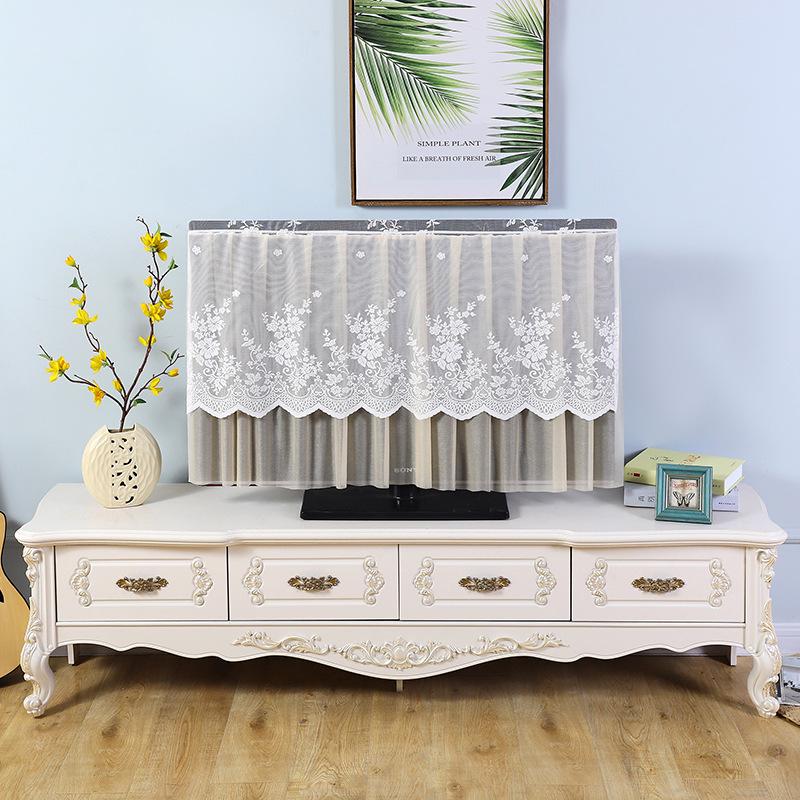 Universal 55-Inch Curved LCD TV Dust Cover with Lace Trim