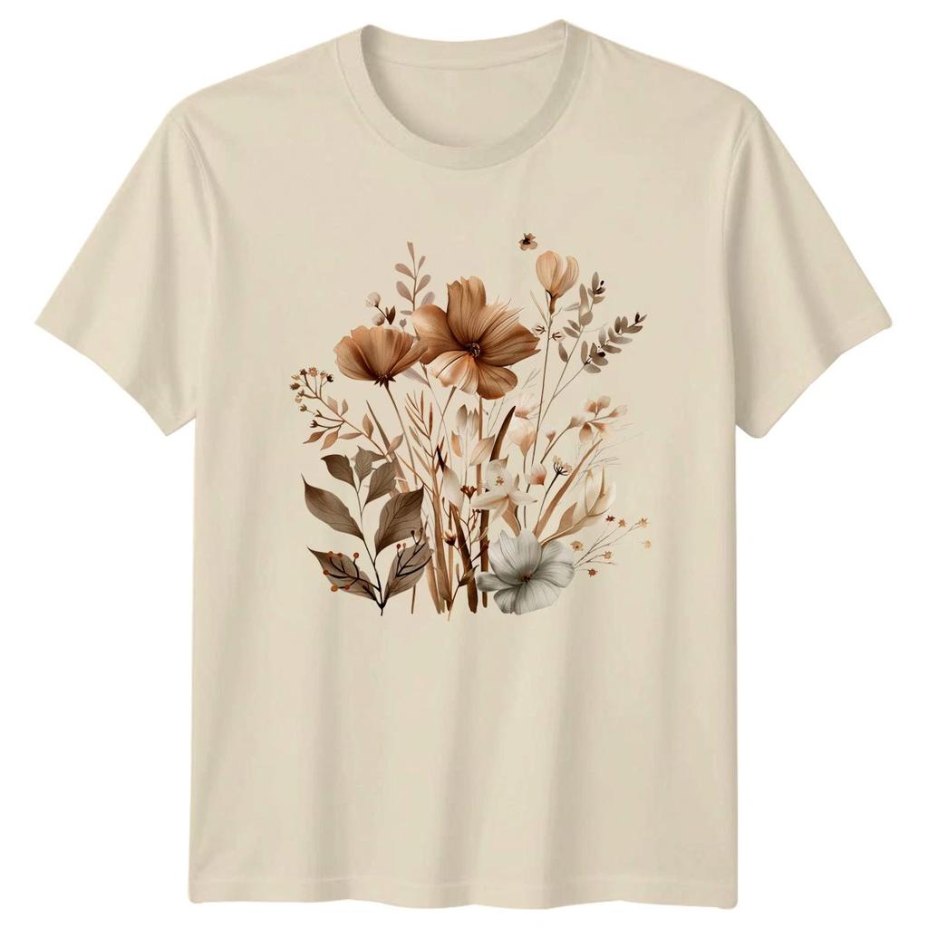 Boho Floral T-Shirt Womens Spring Nature Gift For Her
