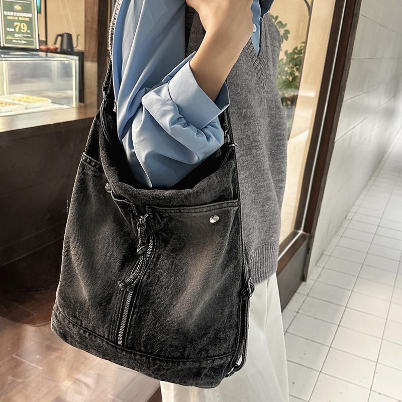 Vintage Denim Shoulder Bag Women's Multi-functional Backpack