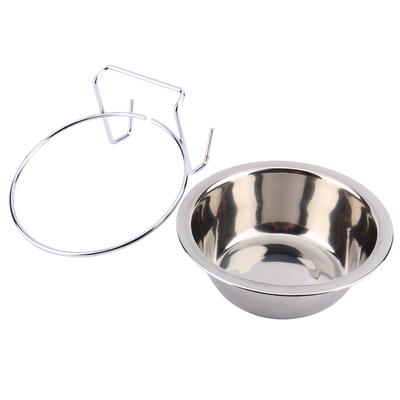 Stainless Steel Hanging Pet Cage Bowl Diner Pet Bird Cat Dog Food Water Bowl Hanger (L)