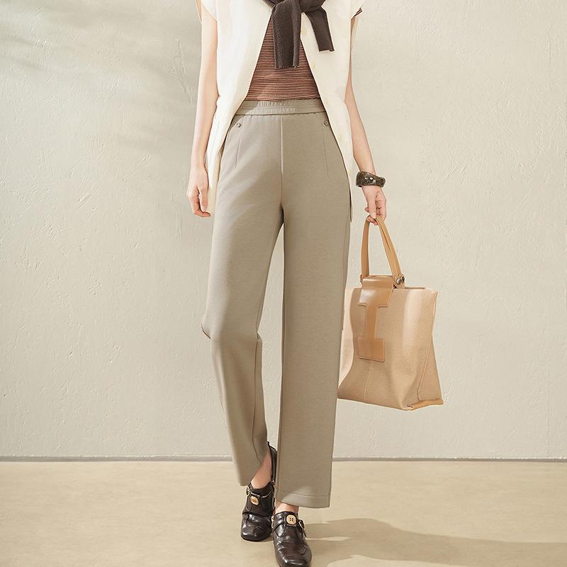 Women's Summer Elastic Waist Cropped Pants - Cool, Comfortable, Imitation Silk for Middle-Aged and Elderly