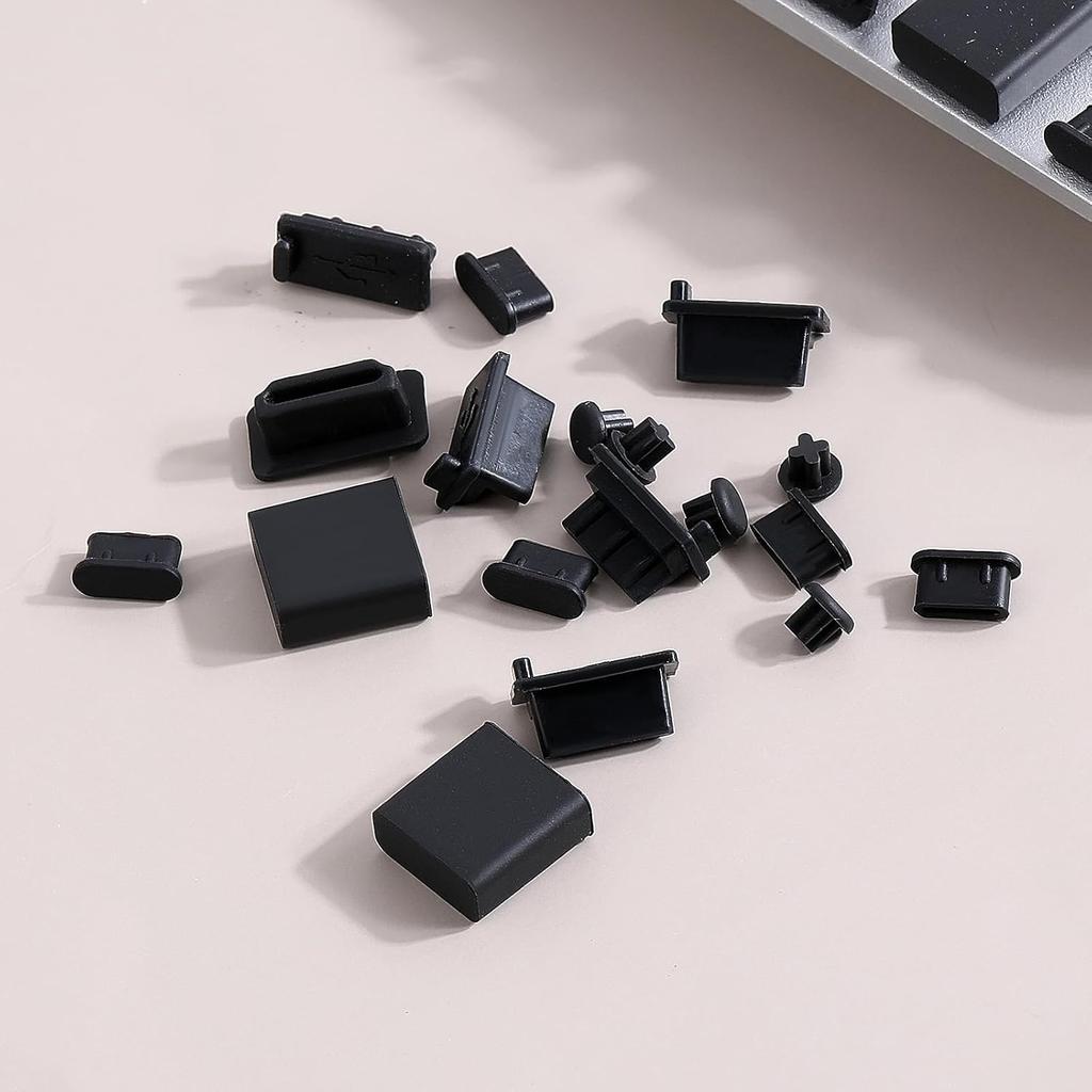 Bewudy 40 PCS 5 Types USB Anti Dust Cover Plugs, USB Type-C Dust Stopper, USB Dust Port Cover Plugs, Silicone USB Port Protector for USB A Female &