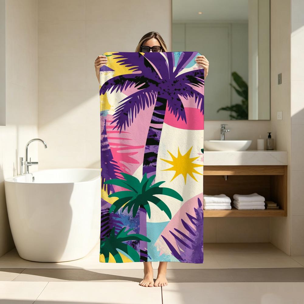 Beach Vibe Summer Coconut Tree Towel ultra-fine fiber quick drying absorbent bath towel, outdoor swimming sports towel