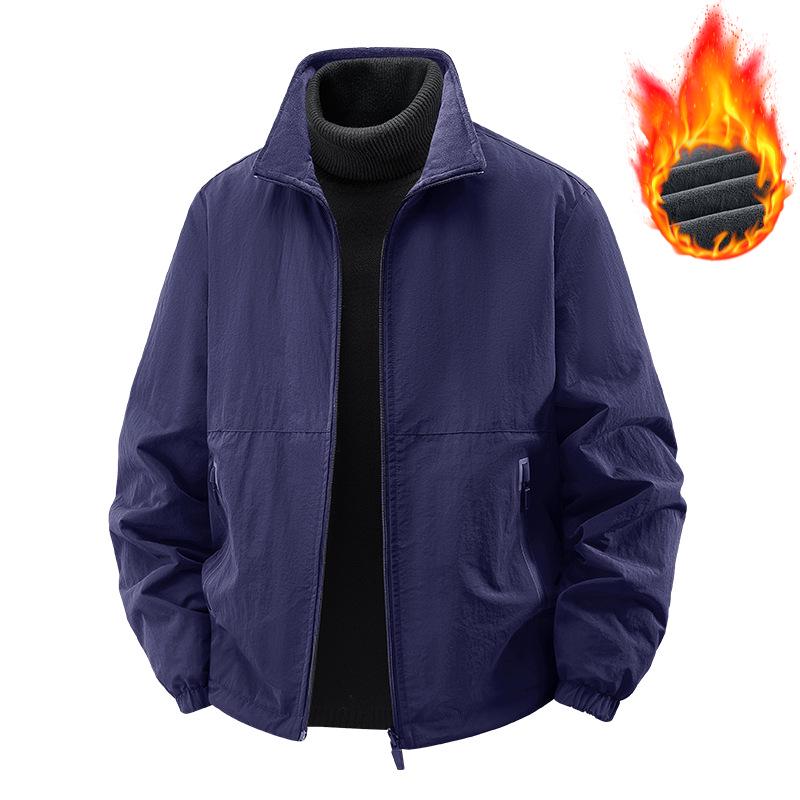 2025 Herrjacka i fleece: Höst/Vinter, Ståkrage, Lös passform, Stor storlek