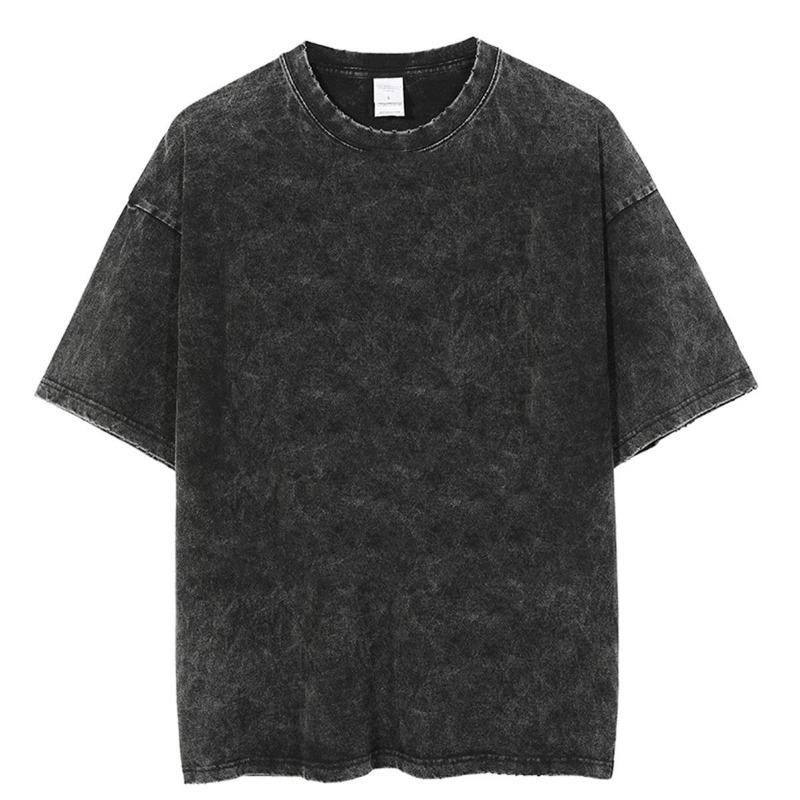 Heavy Fabric Vintage Men Oversized Tees 2026 Summer Short Sleeve Casual O Neck Man Tshirt Acid Washed T-shirts Tops