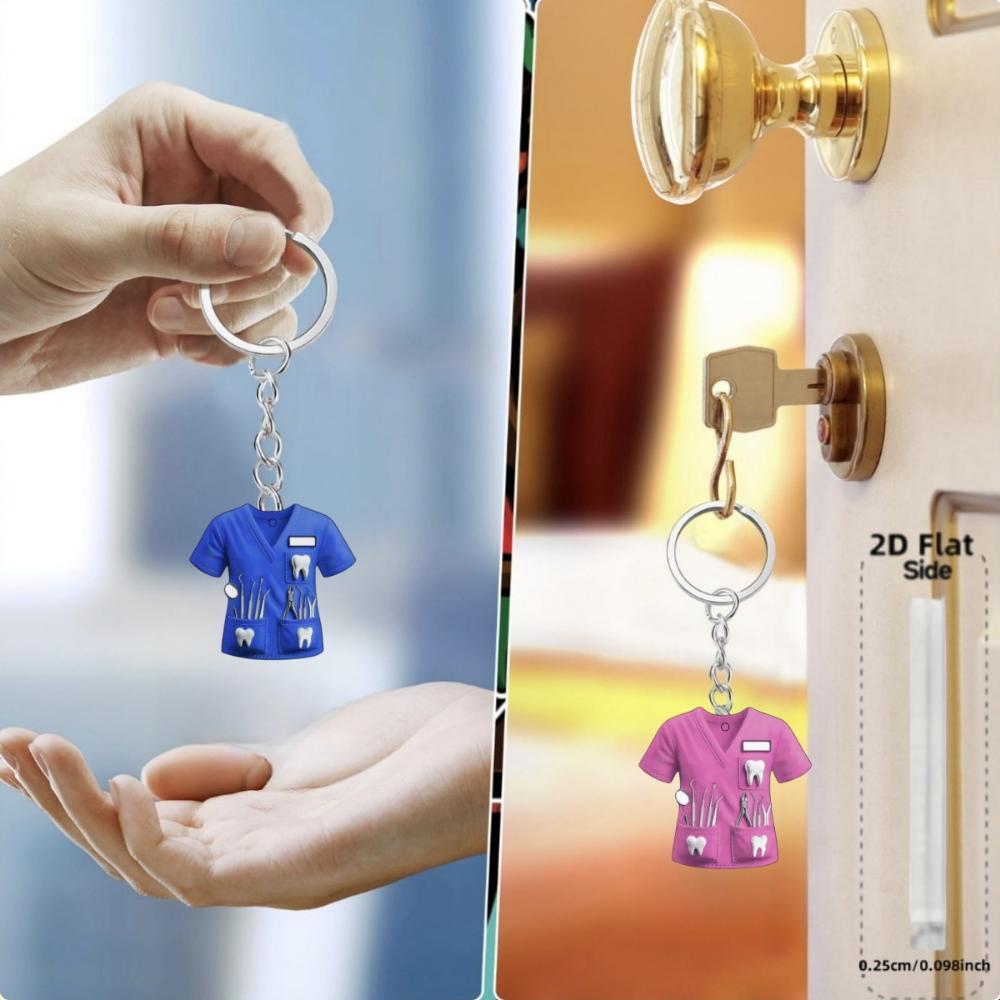 2D Flat Nurse Uniform Shape Car Pendant Christmas Tree Decoration Acrylic Flat Keychain Jewelry Pendant