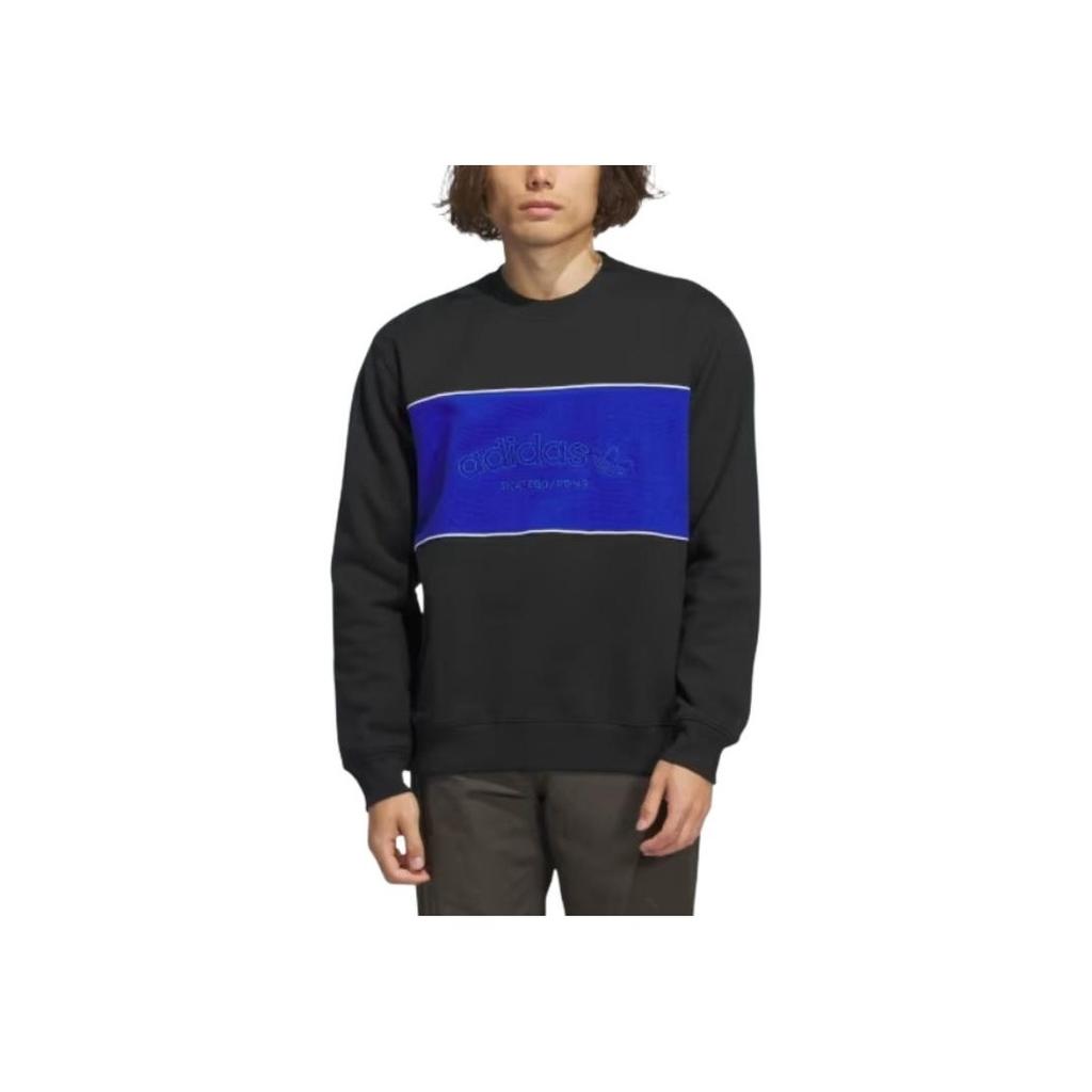 Adidas Originals Arched Logo Crewneck Sweatshirt Men Sweatshirt Black Royal-Blue White IY1623