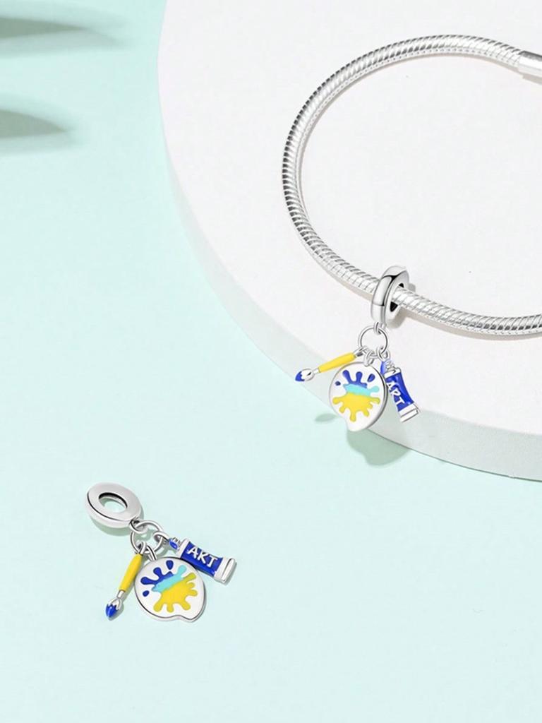 Charms Plata Art Festival Painting Boardbeads Charm Copper Plated Fit Charms Original Bracelet For Jewelry Making Diy Charm