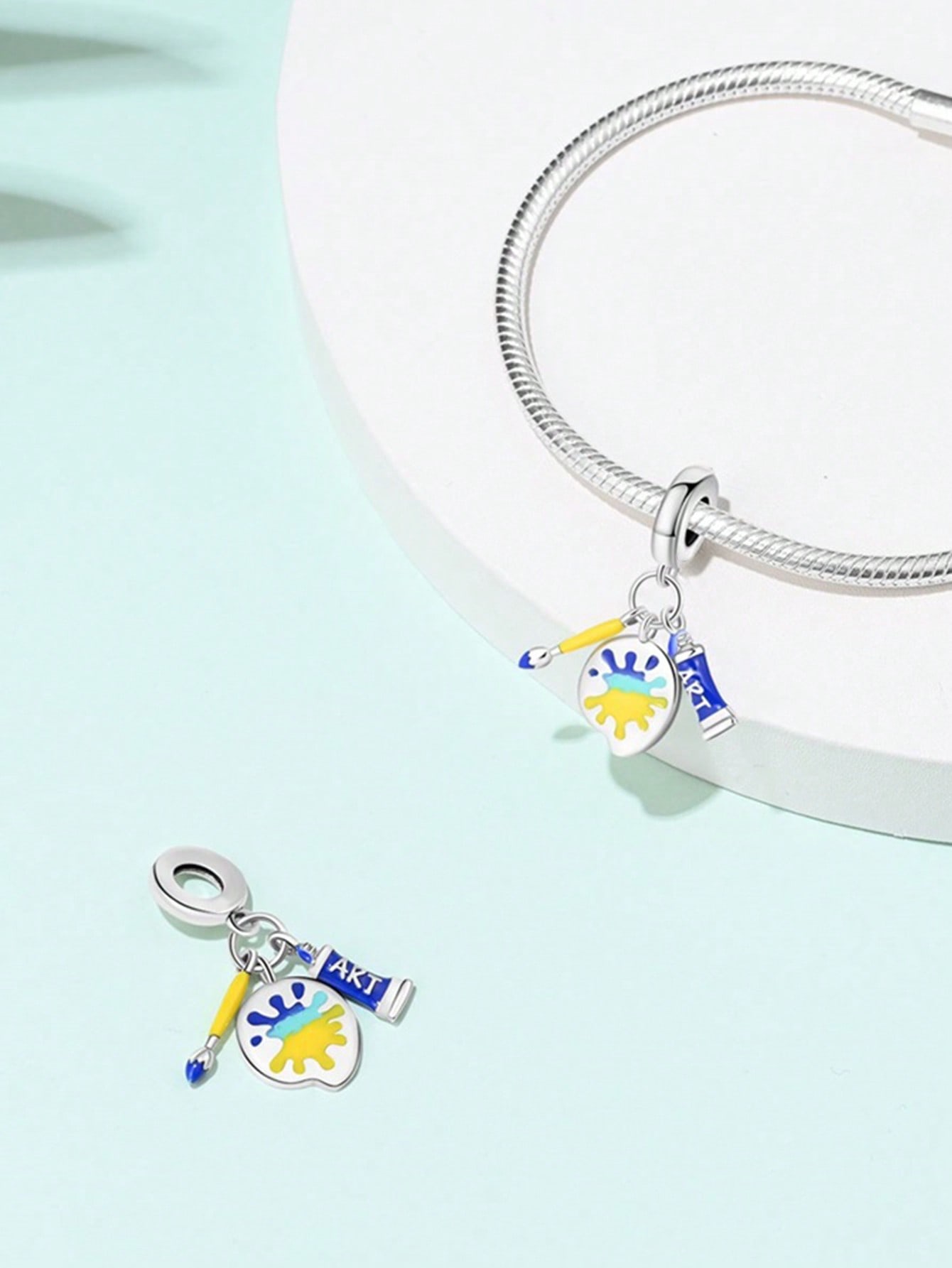 

Copper Metal Colors Art Festival Painting Board Bead Components Charm Bead Component Pendant Bead Component Designed For Authentic Original Bracelet