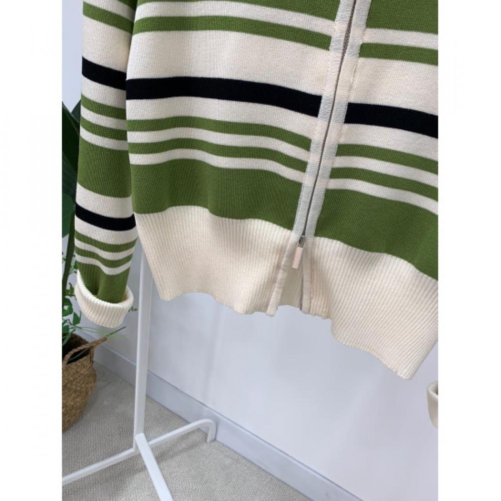 C S In The Room Kani Stripe Two Way Zip Up Hood Cardigan C
