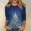 Women's Fashion Casual Christmas Printed Round Neck Long Sleeve Pullover Top