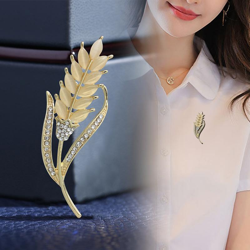 Brooch Women's Wholesale High-end Wheat Corsage Niche Design Sense Anti-light Pin Buckle Suit Fixed Clothing Accessories
