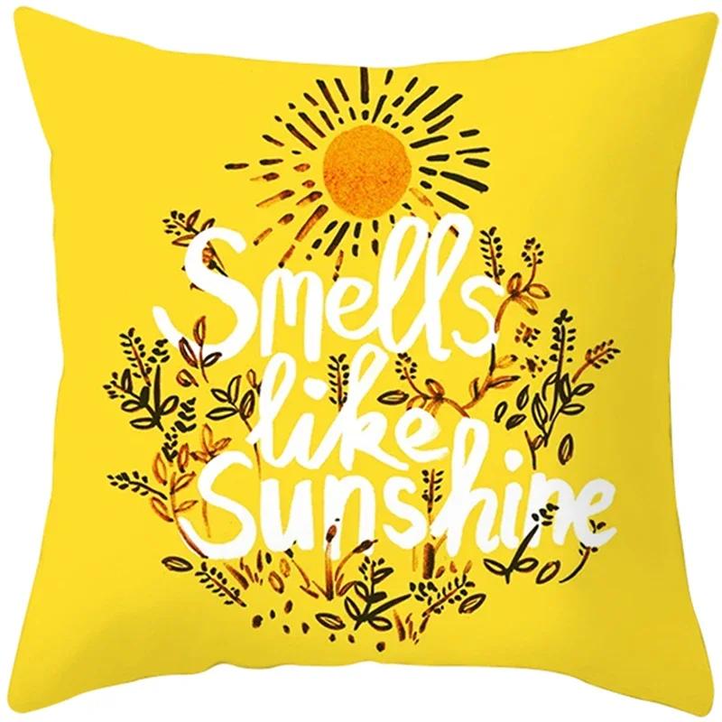 Summer Yellow Pineapple Leaf Print Pillow Case Home Decor 100% Polyester Throw Pillow Cover for Sofa Funda Cojin 45*45 Cushions