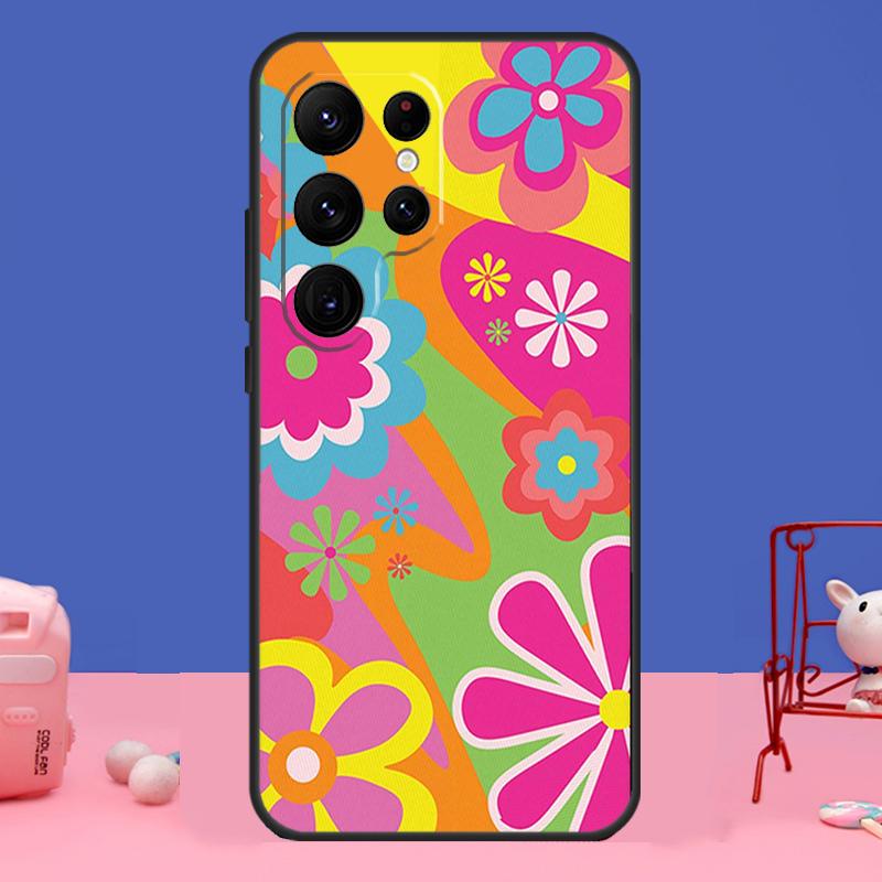 Groovy Flowers Hippie Bohemian Case For Samsung Galaxy S23 S22 S24 Ultra S8 S9 S10 Plus Note 10 20 Ultra S20 S21 FE Cover