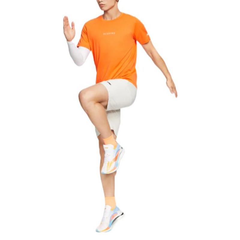 Li Ning Running Series Solid Color Quick-Dry Breathable Sports T-Shirt Men Tops Orange ATSS061-5