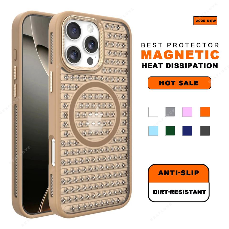 Magnetic Honeycomb Heat Dissipation Phone Case for iPhone 14 15 16 Plus 11 12 13 16 Pro Max Magsafe Matte Hard Protector Cover