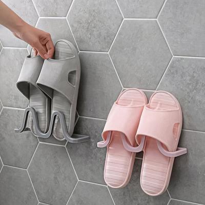 Wall Mounted Shoe Rack Bathroom Home Shoe Organizer Space Saving Bathroom No Punching Waterproof Slipper Hanger