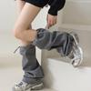 Harajuku Cargo Leg Cover with Adjustable Drawstring Motorcycle Punk Baggy Footless Socks Leg Warmer Gaiters for Women