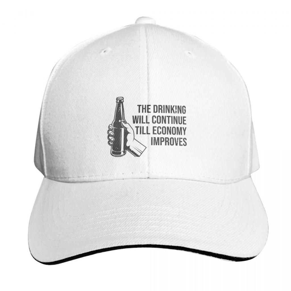 The Drinking Will Continue Until The Economy Improves Baseball Cap GentleUnisex Hat hats for Unisex Sunhat GirlS Hats Unisexs