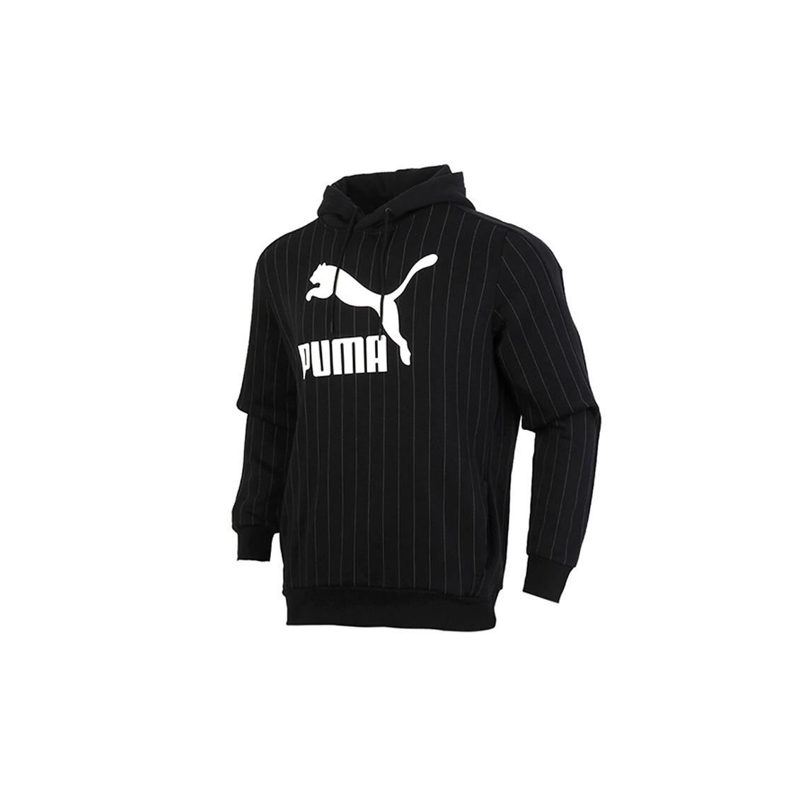PUMA Pinstripe Aop Pullover Hoodie Black Men s 530179-01 XS