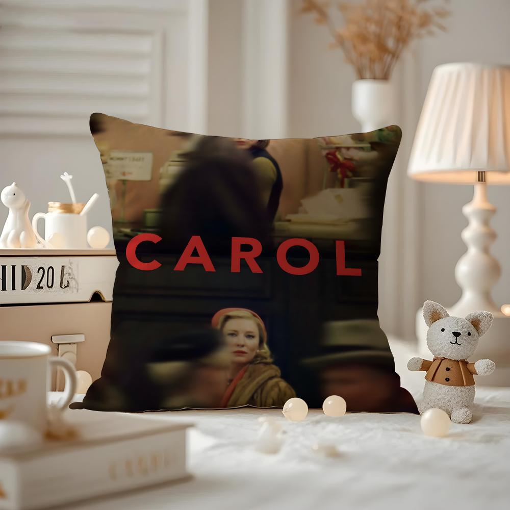 

Cushion Cover Anti-dustmite Pillowcase Invisible Zipper Silky Short Plush Sofa Cushion Cover Carol Classic Movie 12x12Inch