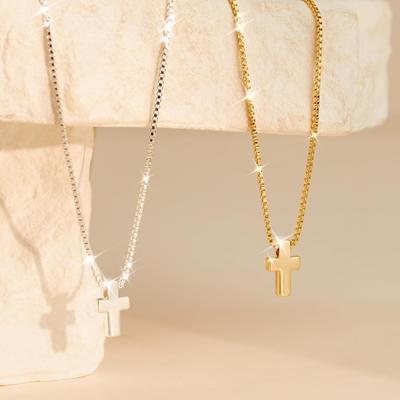 Für Frauen und Mädchen, trendige Geschenke, Kreuzkette für Damen, zierliche Goldketten, silberne kleine Kreuzanhänger-Glaubenskette