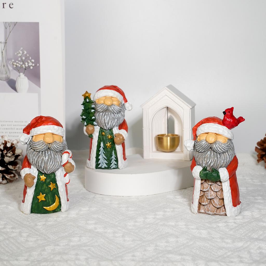 1 Piece Santa Claus Resin Sculpture Ornament - Holiday-Themed Home Decoration