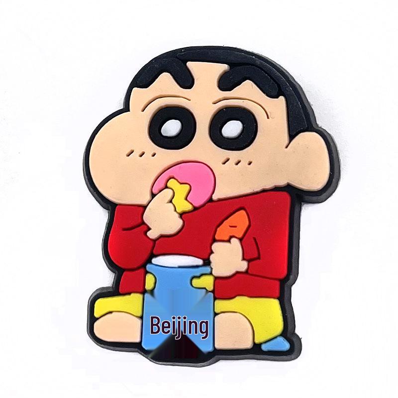 Crayon Shin-chan Funny Hole Shoe Buckles: Soft Rubber Shoe Accessories with Floral Design