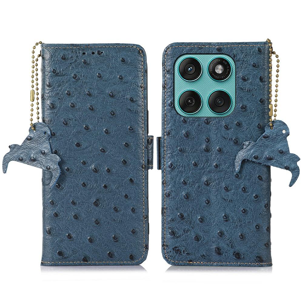 For Motorola Edge 60 Fusion 5G Case RFID Blocking Genuine Cow Leather Phone Case Ostrich Texture
