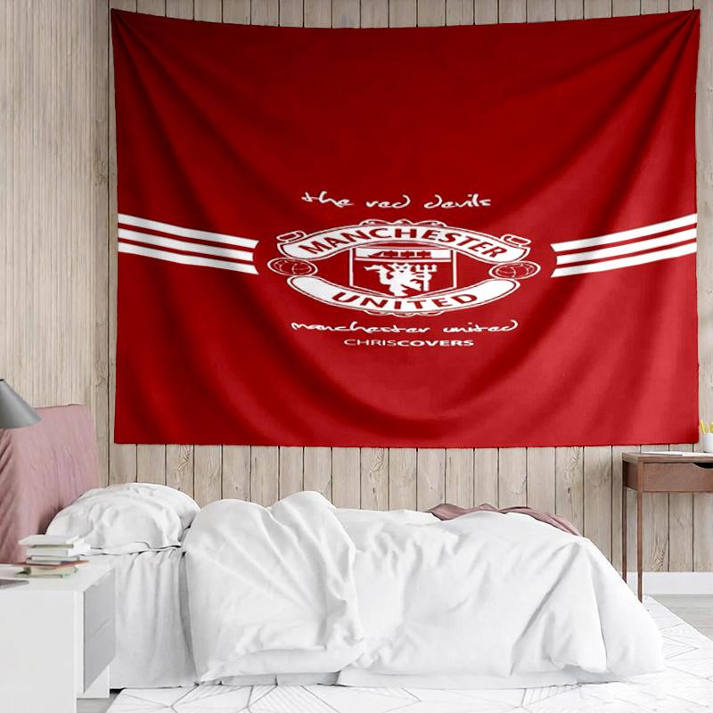 Manchester United Print Tapestry, Backdrop, Easy Setup, Ideal for Bedroom, Office & Living Room, with Aesthetic Wall Hanging Decor.