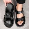 Fashion Non-Slip Men's Leather Slides Outdoor Sandals for Man Comfortable Summer Walking Shoes Classic Simple Slippers Comfy Half Drag