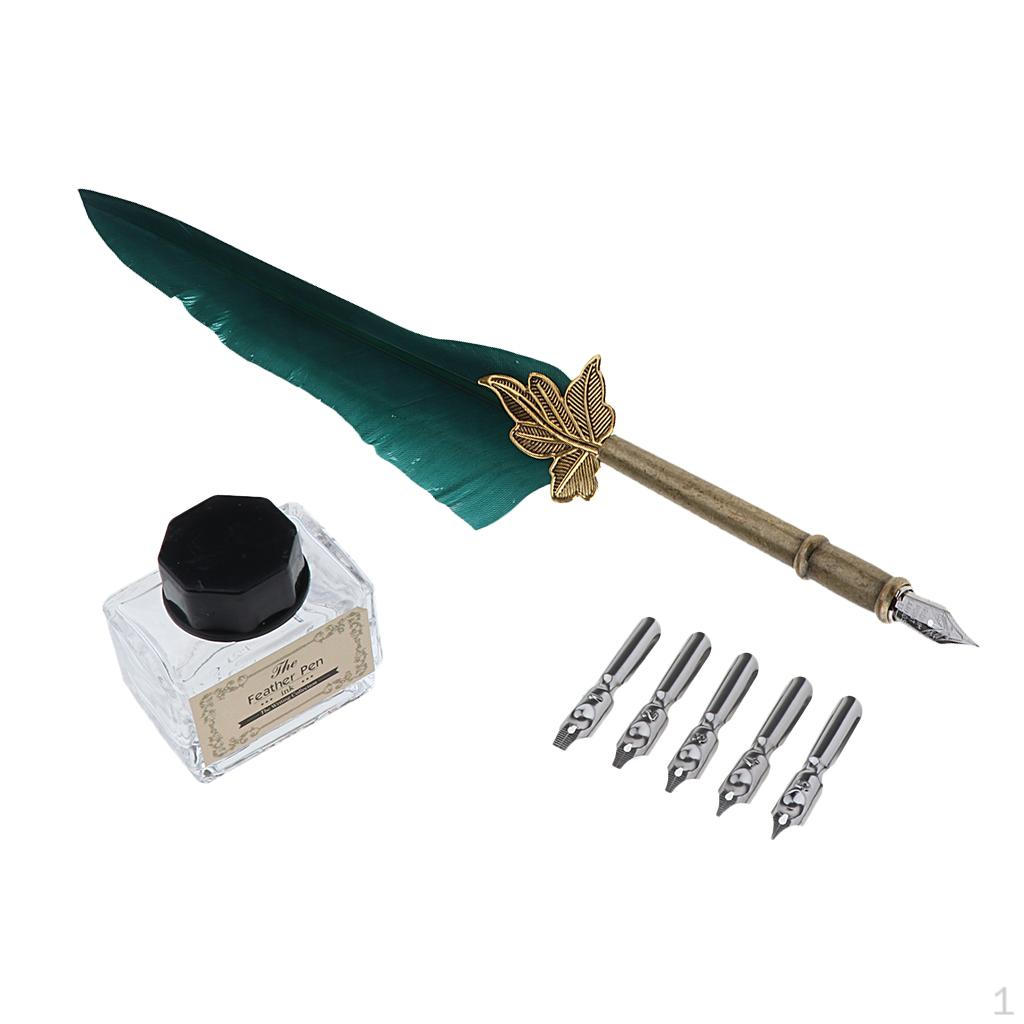Nibbed Pen, Traditional Feather Nib Dip Pen Set, Writing Quill Business Present