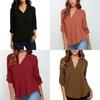 Stylish Women's Casual Long Sleeve V-neck T-shirt Pullover Tunic Blouse Options