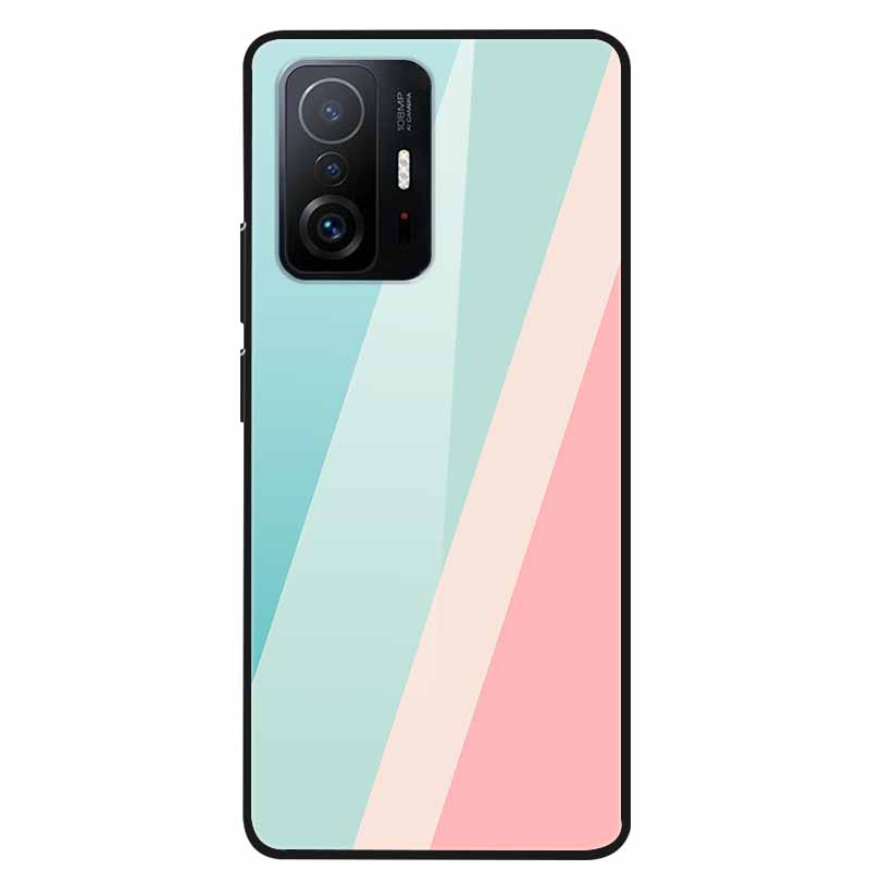 For Xiaomi 11T Pro Glass Case Hard Tempered Glass PC Cover Phone Case For Xiaomi Mi 11T 11 T Pro Shockproof Cartoon Funda Coque