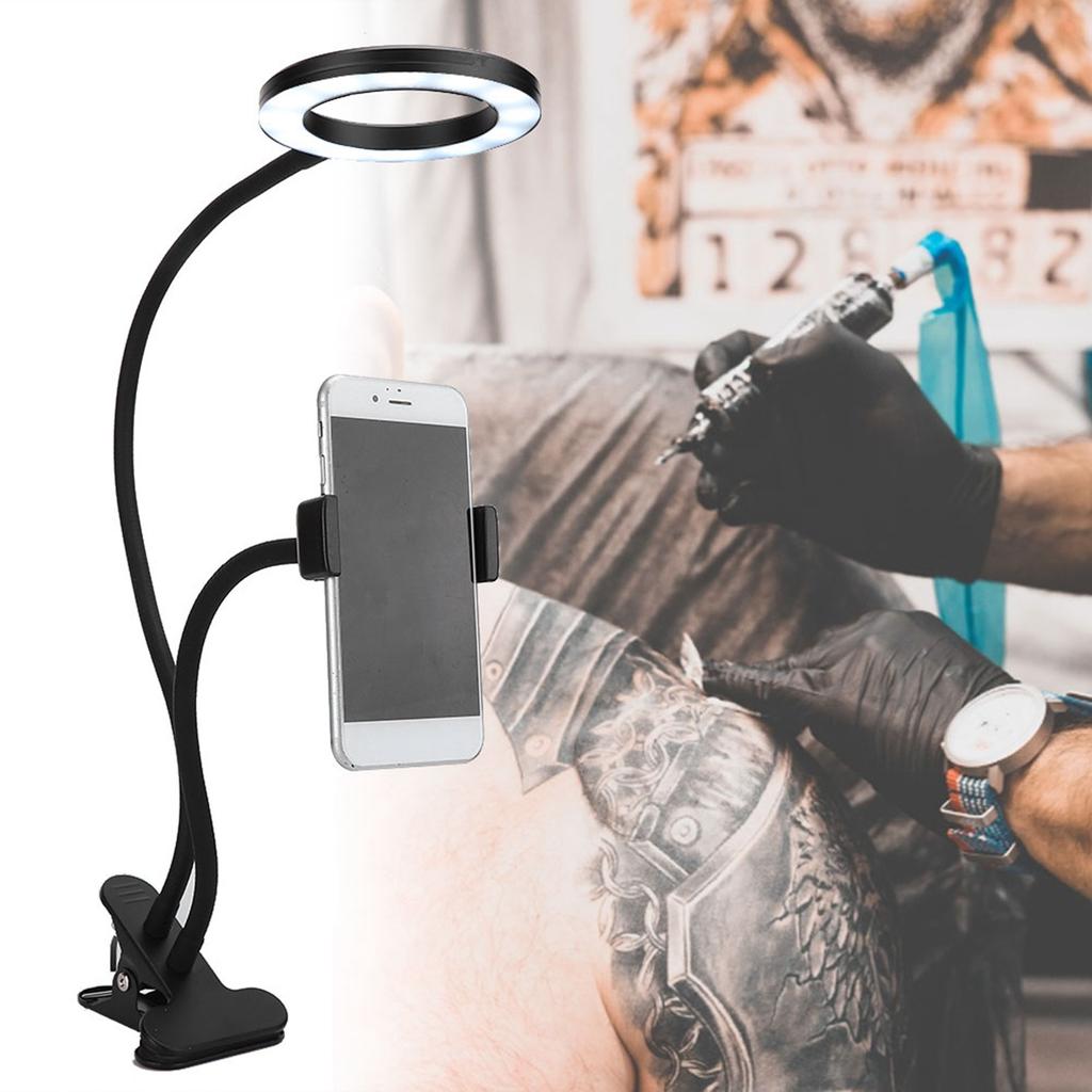 Regulowana lampka biurkowa do tatuażu Elastyczna do makijażu Microblading Klips LED Ring Light