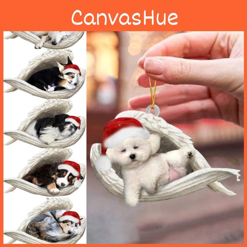 Christmas Car Pendant Decor Cartoon Angel Dog Design Acrylic Material 8*6cm/3.1*2.4in