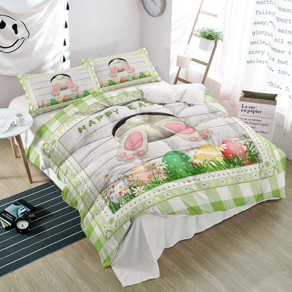 Easter Themed Duvet Cover Cute Rabbit Bedding Set Easter Egg Three-Piece Set