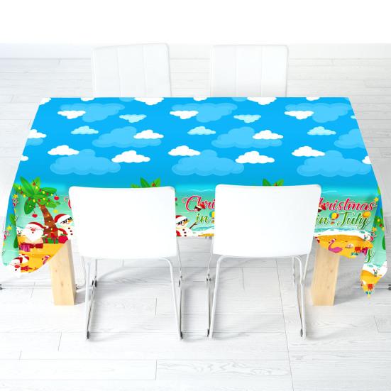 

3 шт. Летняя Рождественская Скатерть Одноразовая Пластиковая Прямоугольная Скатерть Рождественская Скатерть в Июле для Гавайских Пляжных Рождественских Украшений синий