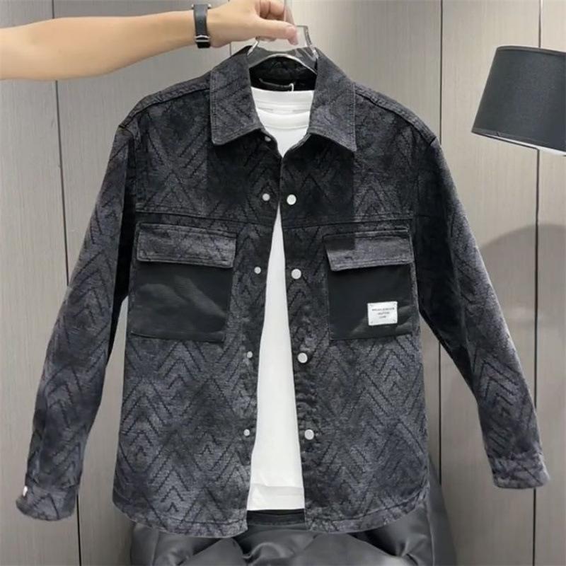 Новая постепенная смена цвета джинсовая куртка мужская универсальная грубая красивая тонкая осенняя куртка M