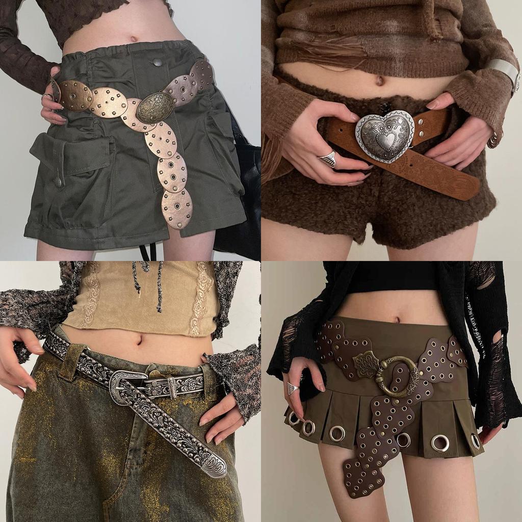 Punk Pu Leather Waist Belt For Women With Metal Pin Buckle For Casual Denim Style