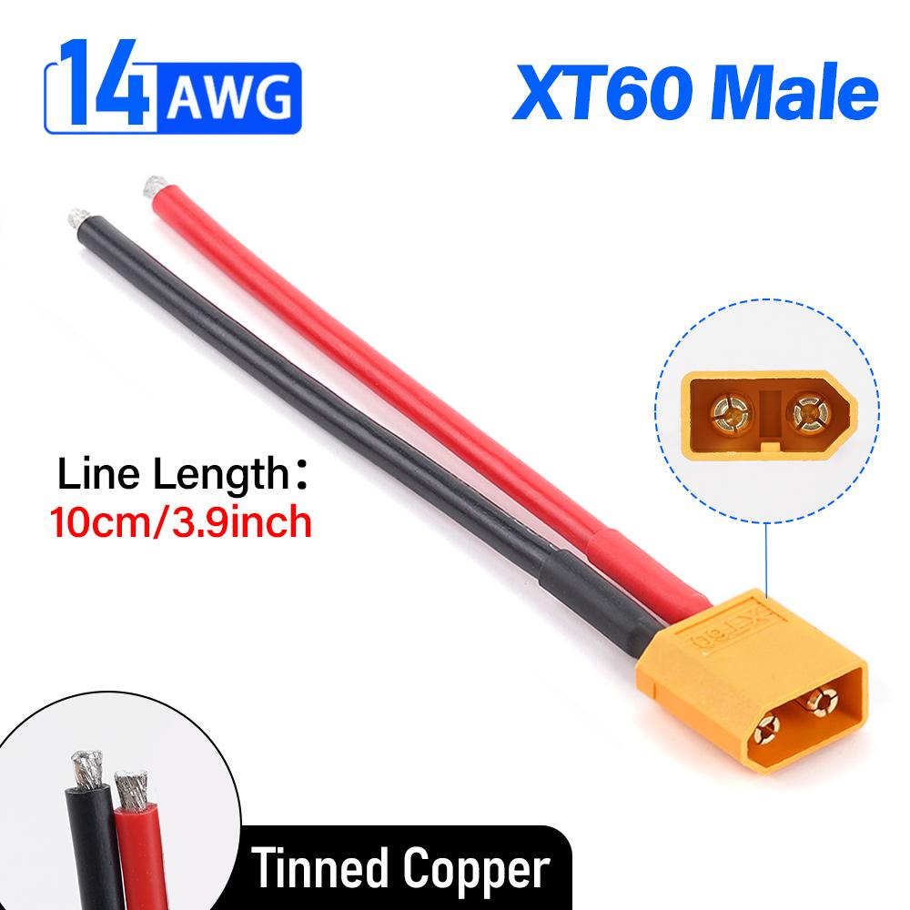 2Pcs of XT60 Battery Male 10cm Female Connector Plug With Silicon 14AWG Wire Cable Photovoltaic Cells Solar System
