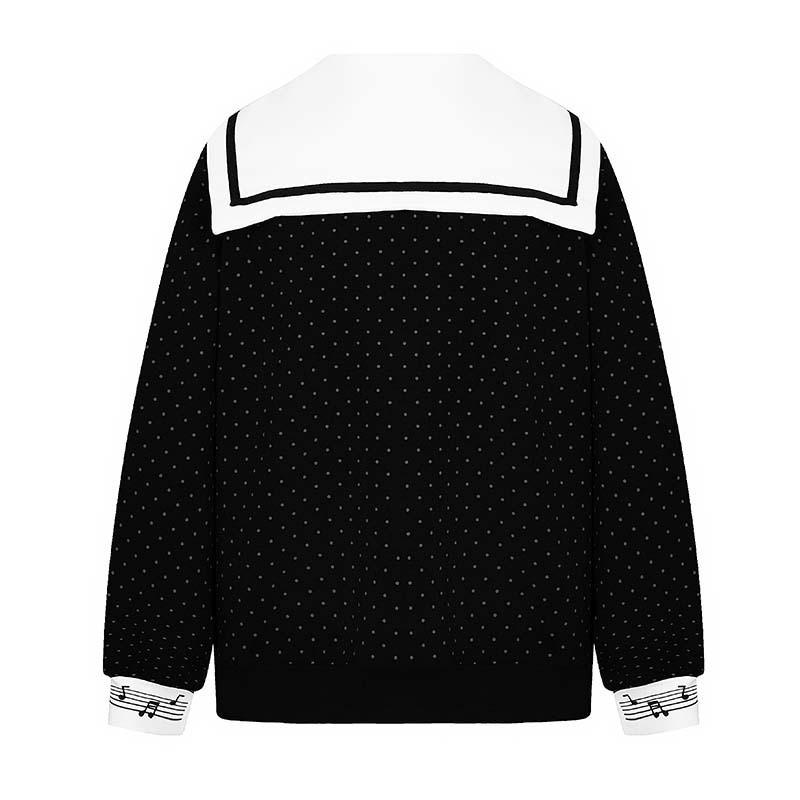 2026 Unisex Oversized Crewneck Sweatshirt With Cat Embroidery Polka Dot Print College Style