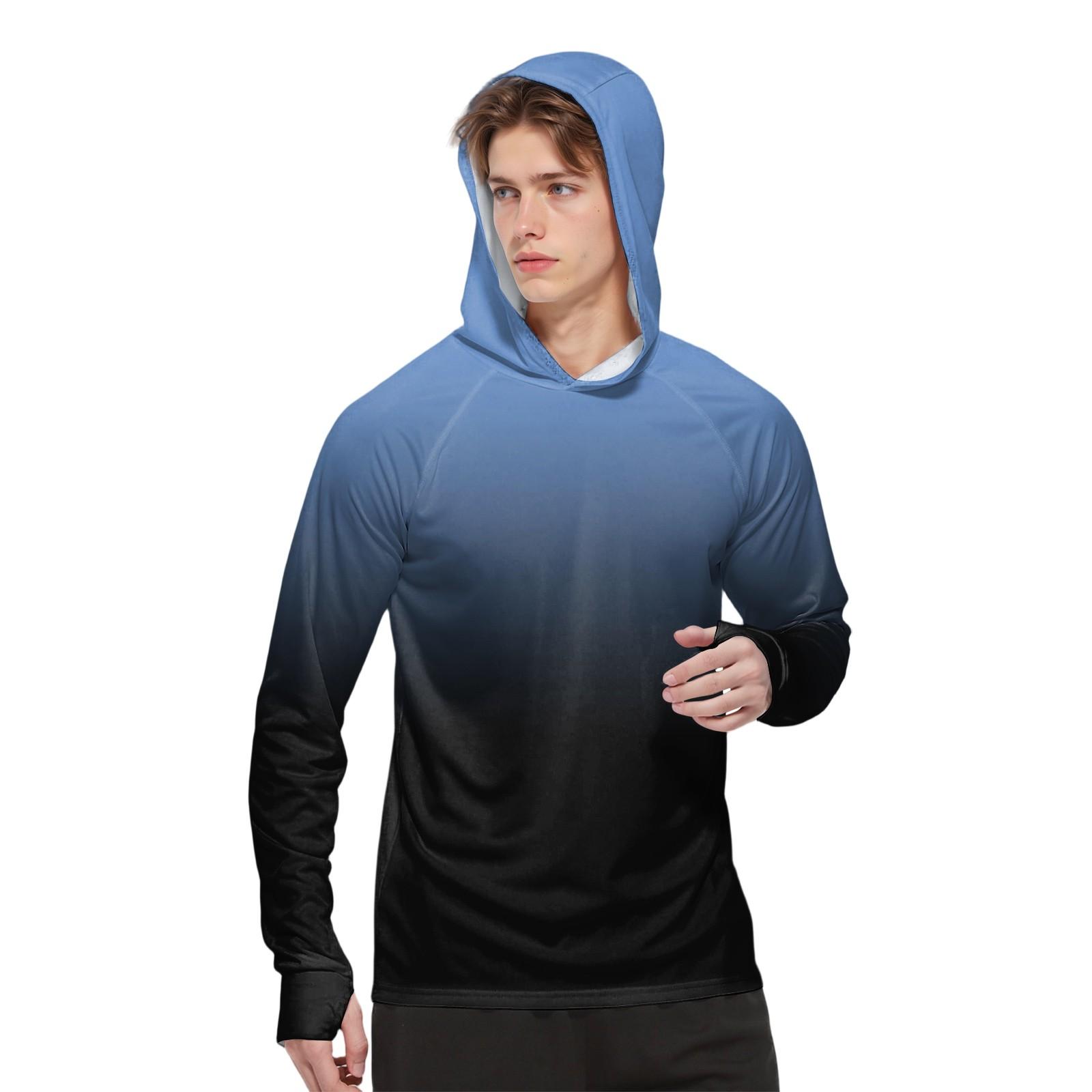 Мужская модная рубашка с длинным рукавом с принтом и капюшоном SPFUV L чёрный 1965₽