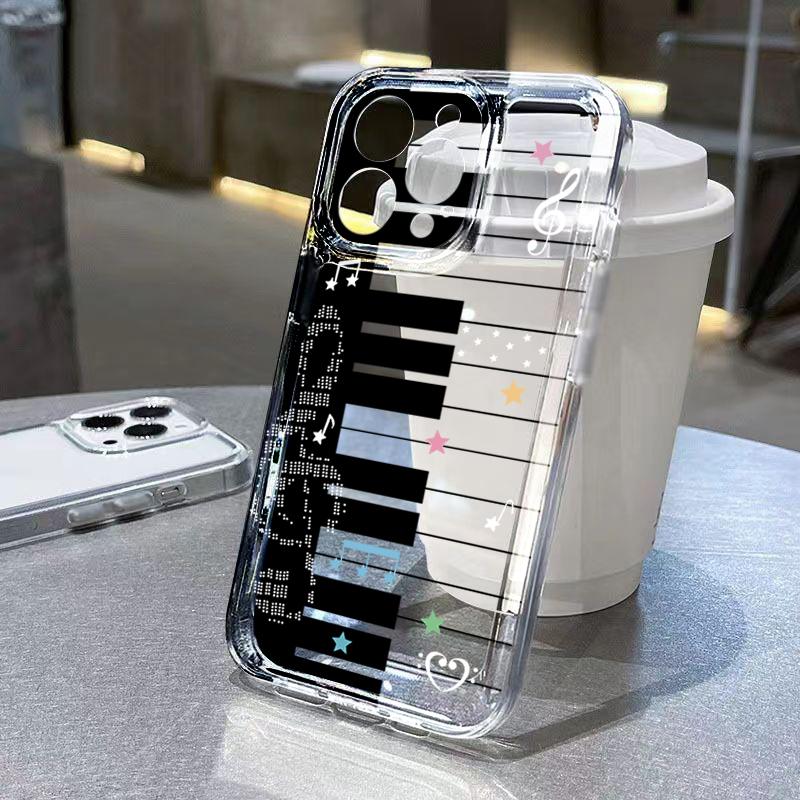 Music Note Painted Transparent Phone Case For Samsung Galaxy S26 S23 S24 S25 Ultra S22 S21 S20 Plus FE A50 5G Protective Cover