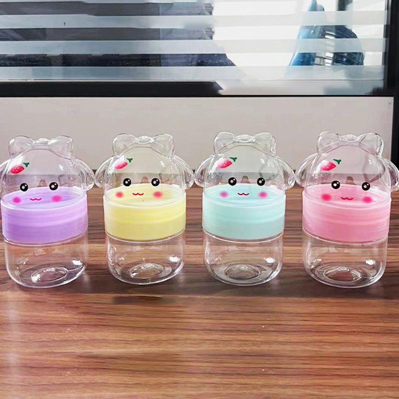 1Pcs Cartoon Rabbit Plastic Bottle Transparent Pet Food Grade Candy Bottle Random Color